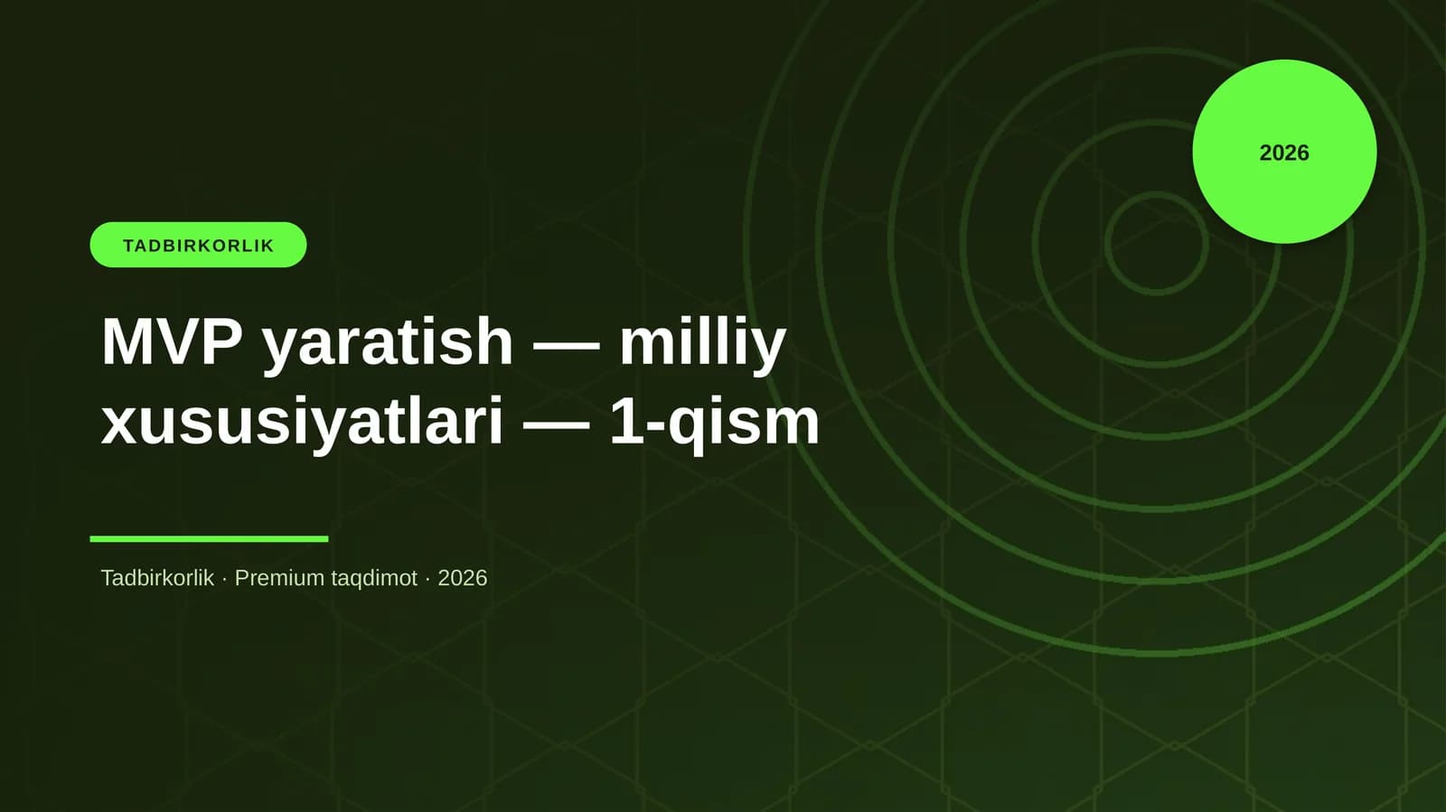 MVP yaratish — milliy xususiyatlari — 1-qism