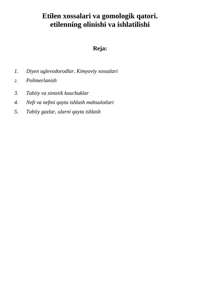 Etilen qatori uglevodorodlari