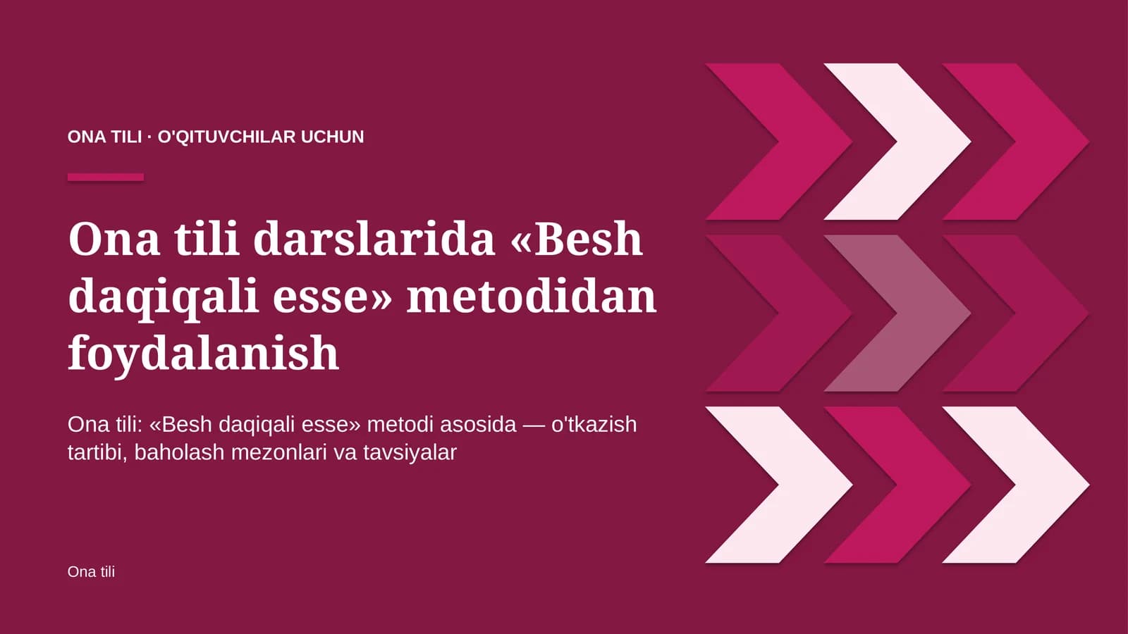 ona tili darslarida besh daqiqali esse metodidan foydalanish 1448
