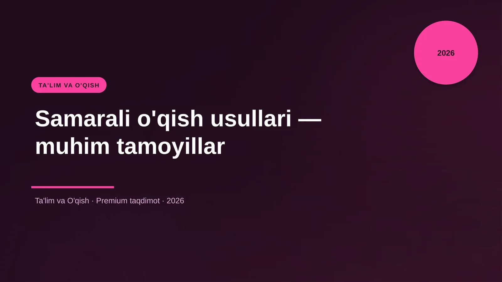 Samarali o'qish usullari — muhim tamoyillar