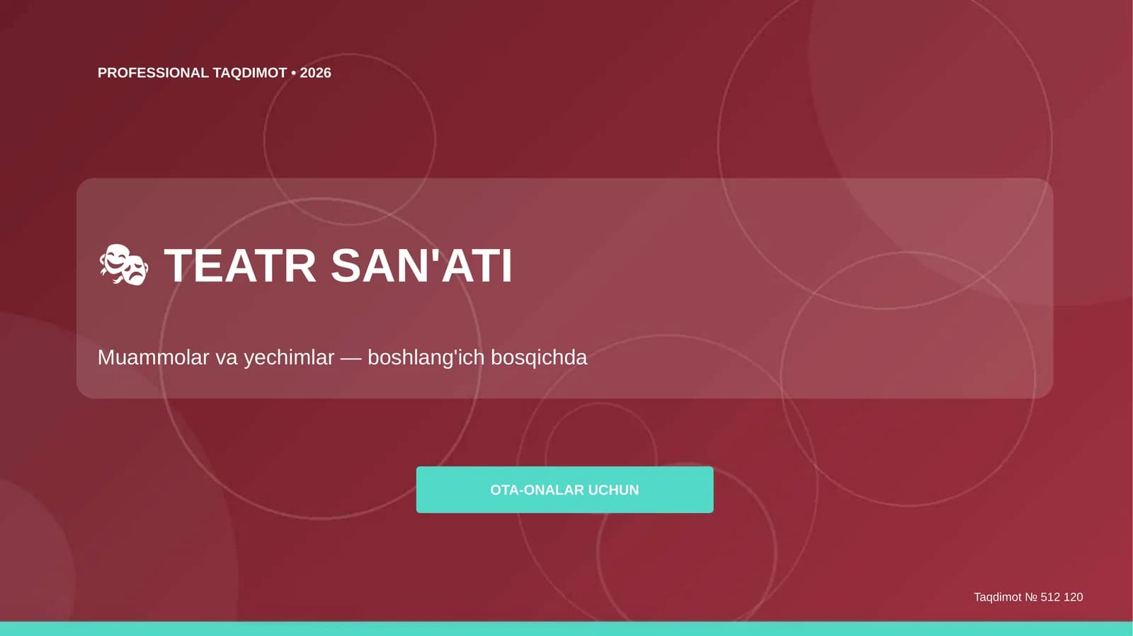 TEATR SAN'ATI Muammolar va yechimlar