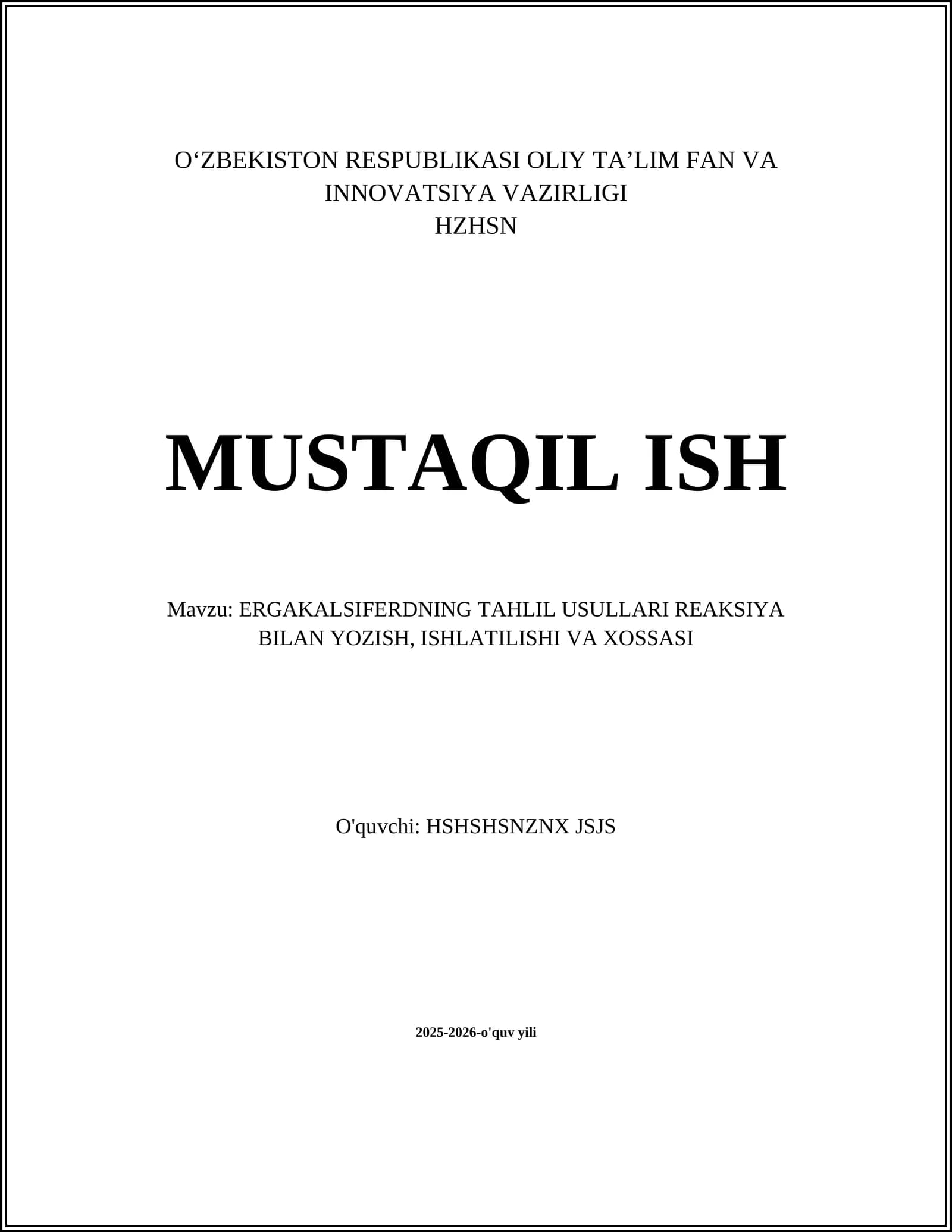 ERGAKALSIFERDNING TAHLIL USULLARI