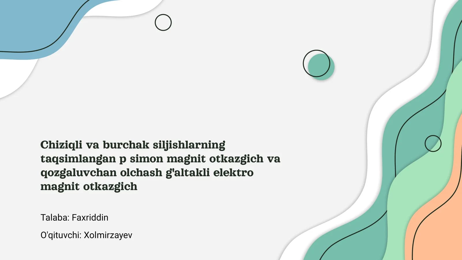 Chiziqli va burchak siljishlarning taqsimlangan p simon magnit otkazgich
