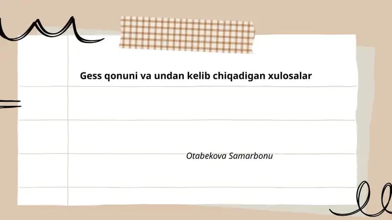 Gess qonuni va undan kelib chiqadigan xulosalar