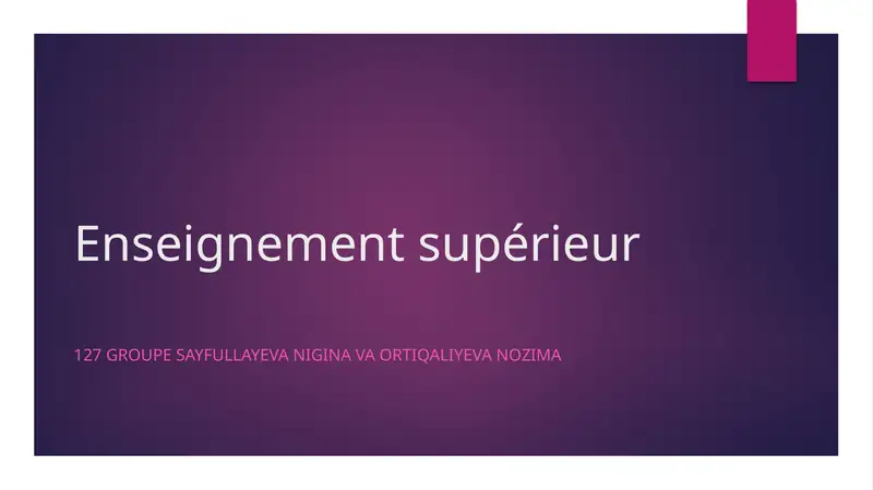 Enseignement supérieur