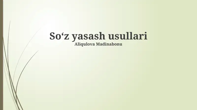 So'z yasash usullari