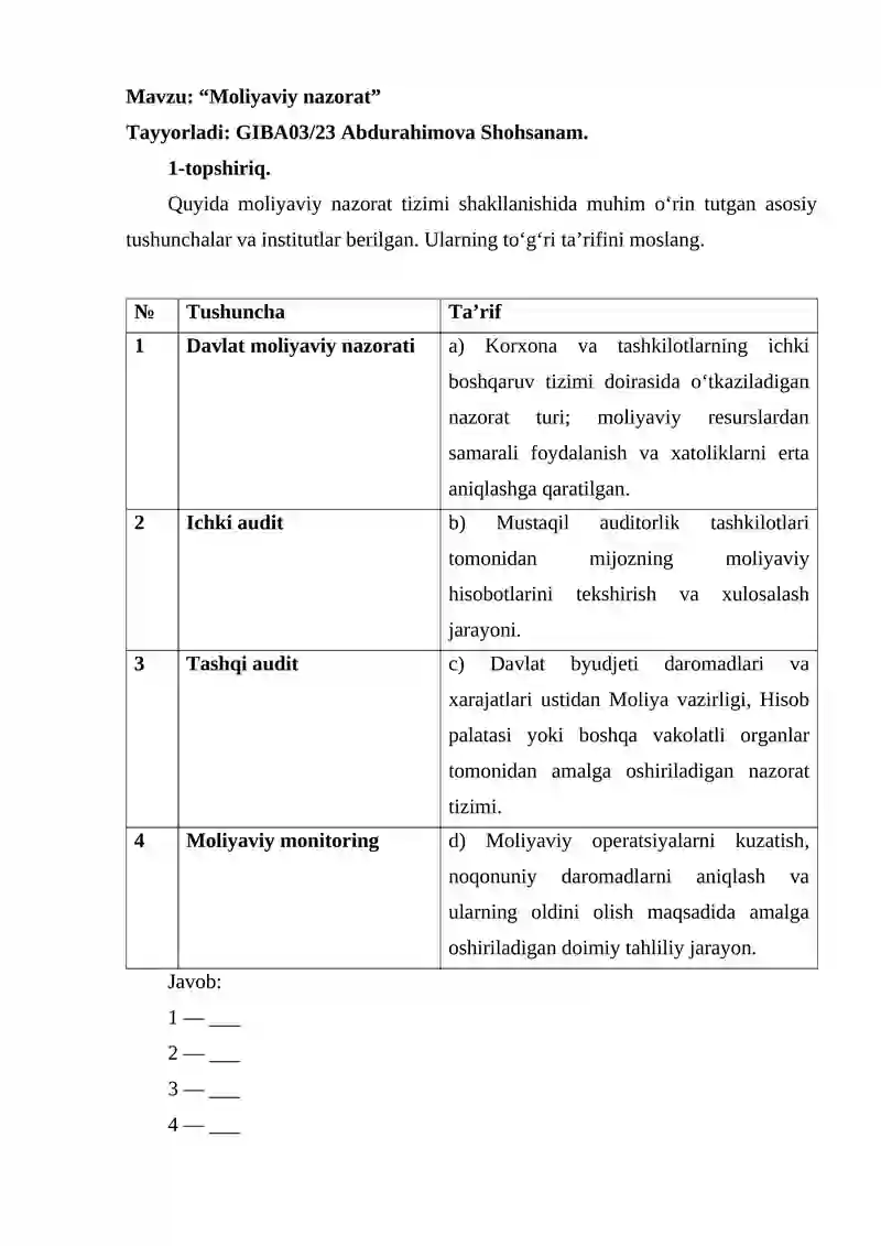 Moliyaviy nazorat