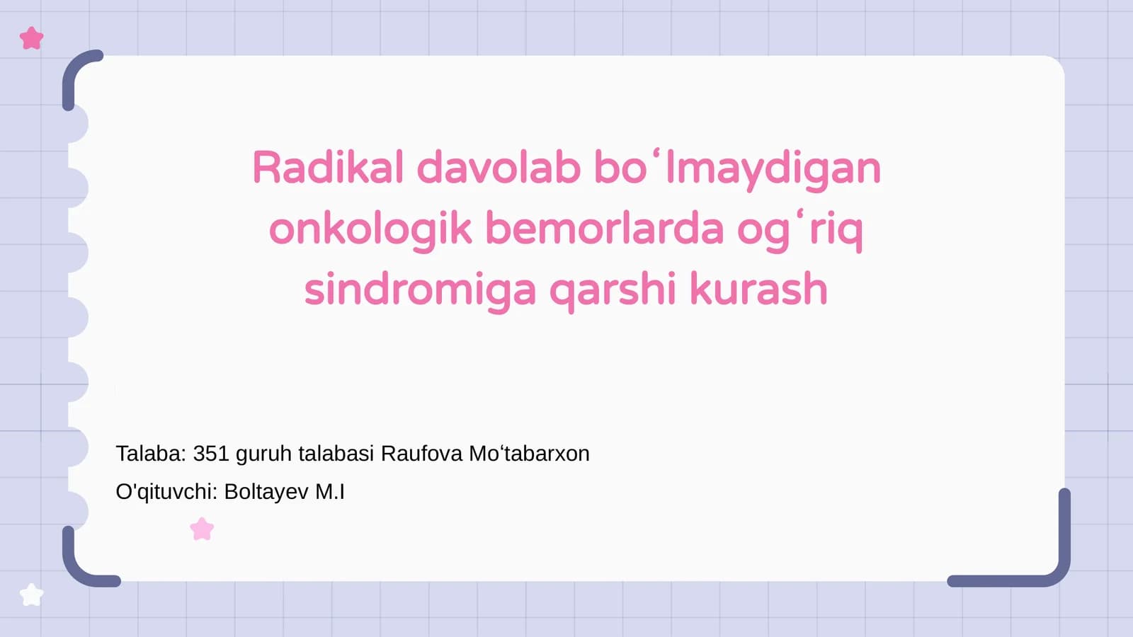 Onkologik bemorlarda Ogʻriq sindromi