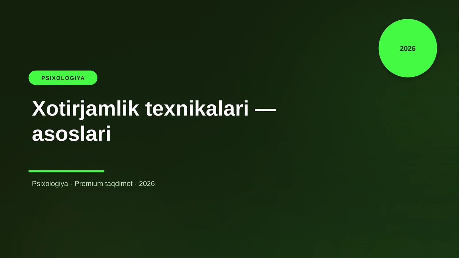 Xotirjamlik texnikalari — asoslari