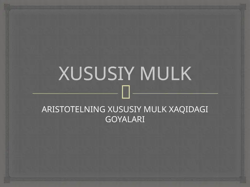 XUSUSIY MULK