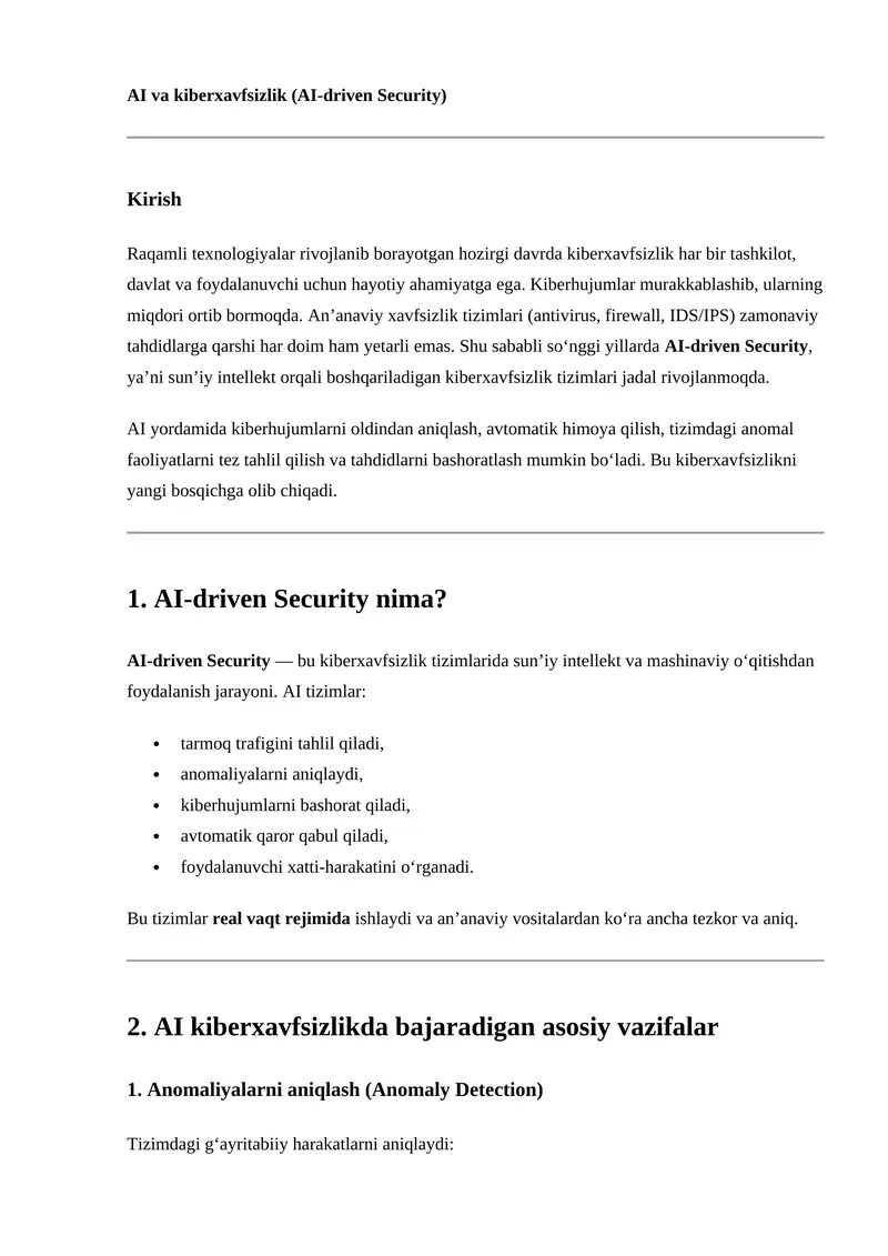 AI-driven Security