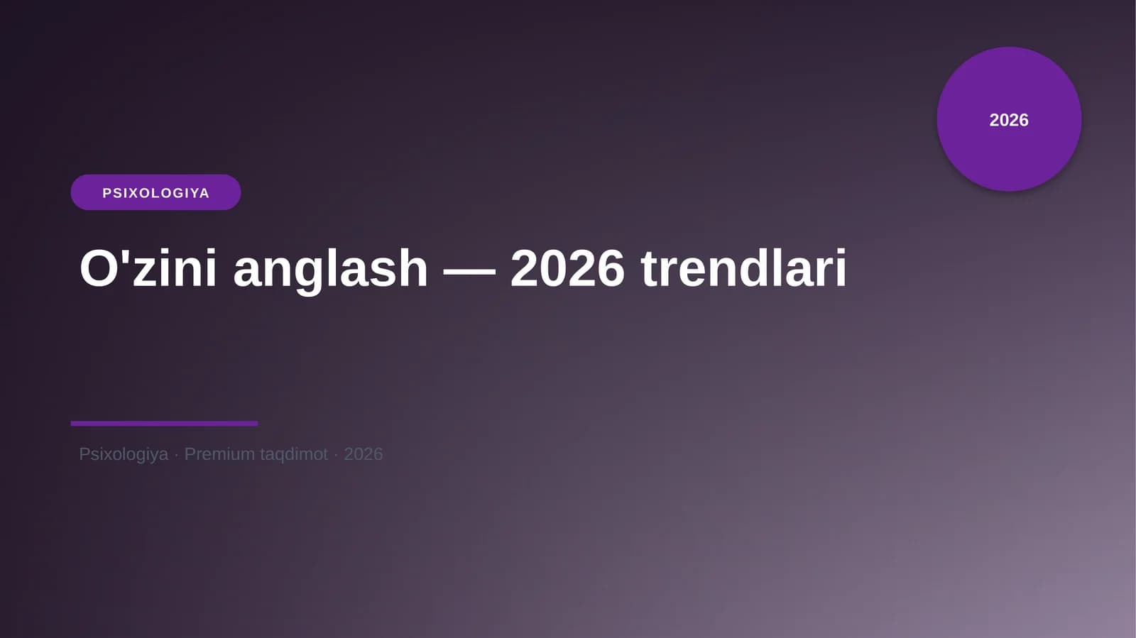 O'zini anglash — 2026 trendlari