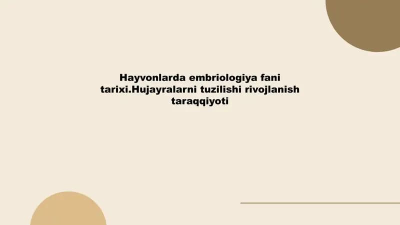 Hayvonlarda embriologiya