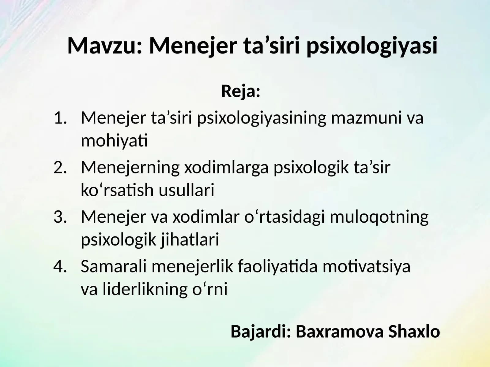 Menejer ta’siri psixologiyasi