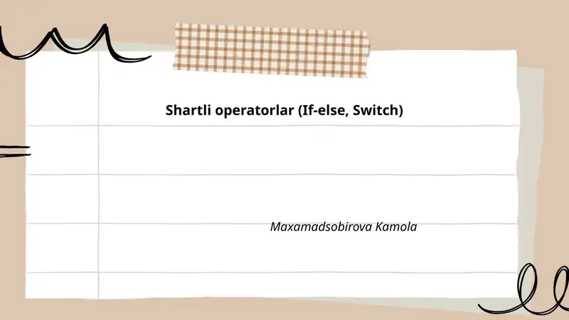 Shartli operatorlar (If-else, Switch)