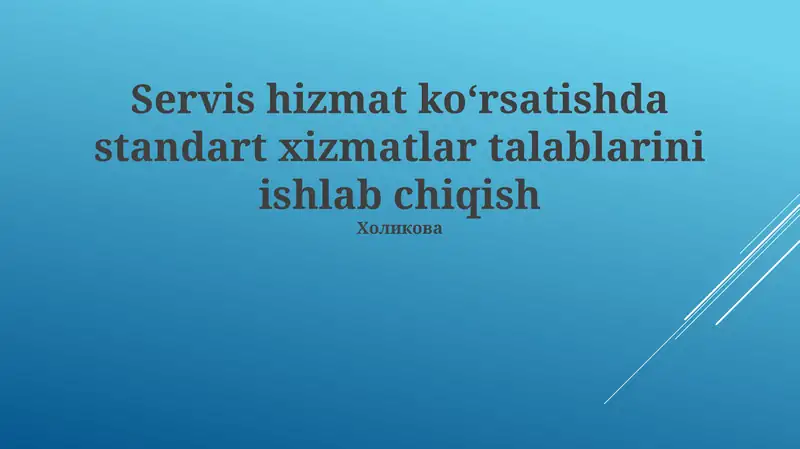 Xizmat Ko'rsatish Bitimlari Ta'rifi