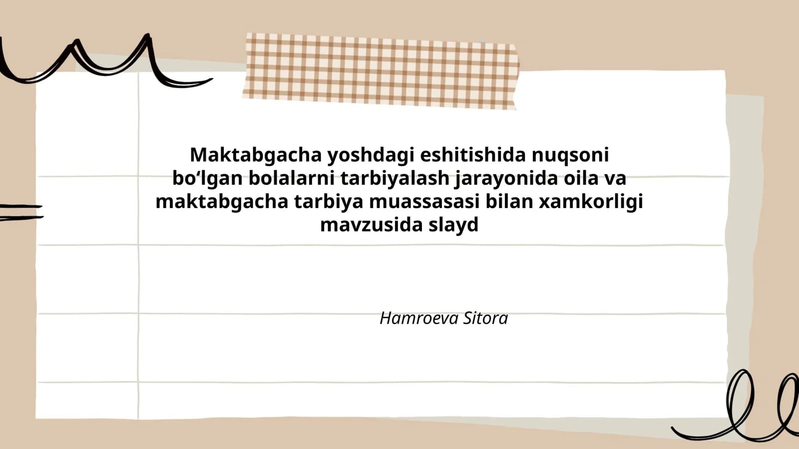 eshitishida nuqsoni boʻlgan bolalarni tarbiyalash
