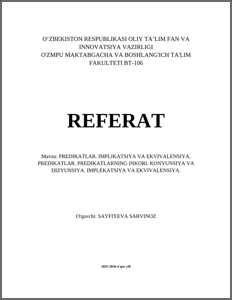 PREDIKATLAR