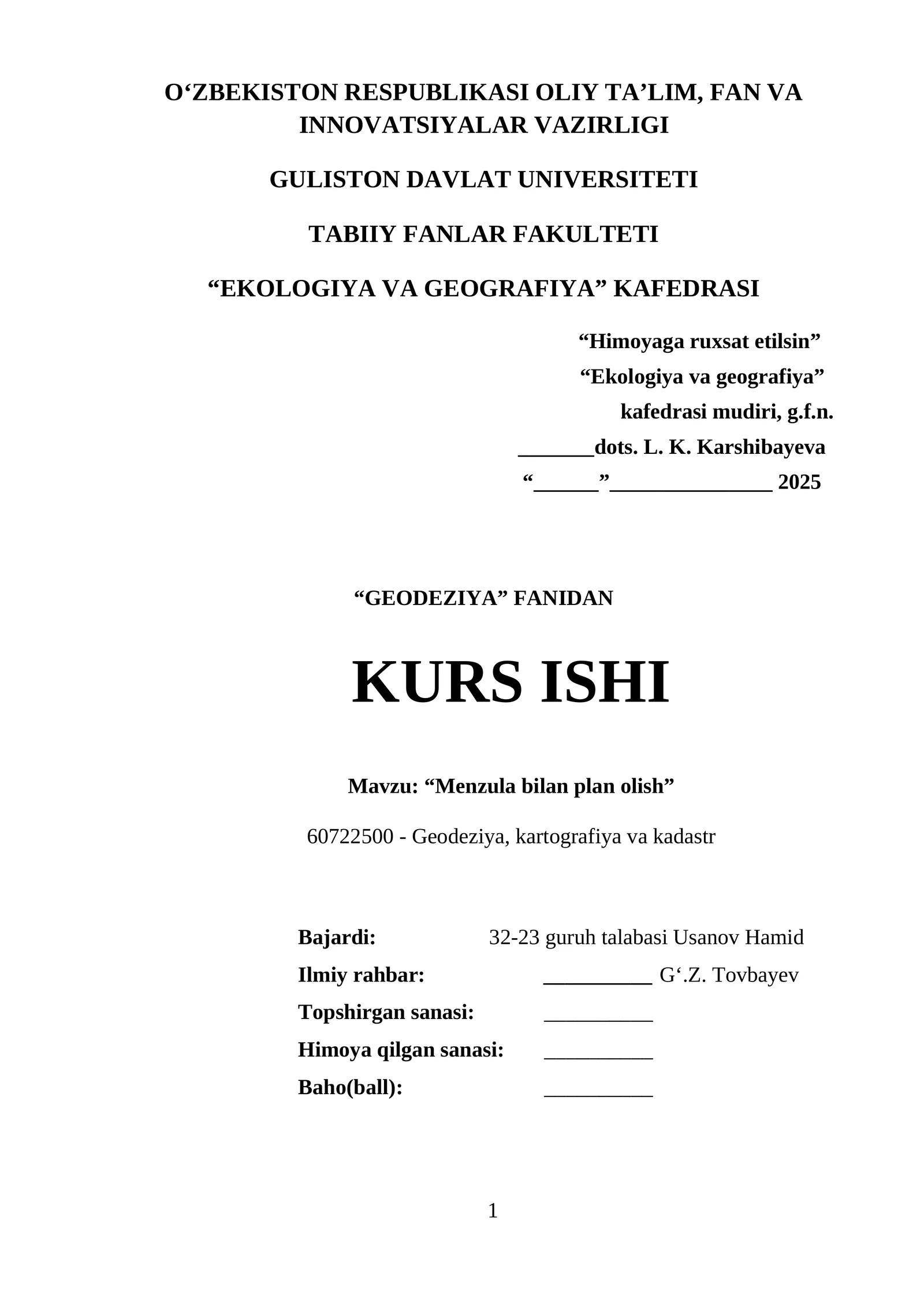 "Menzula bilan plan olish"