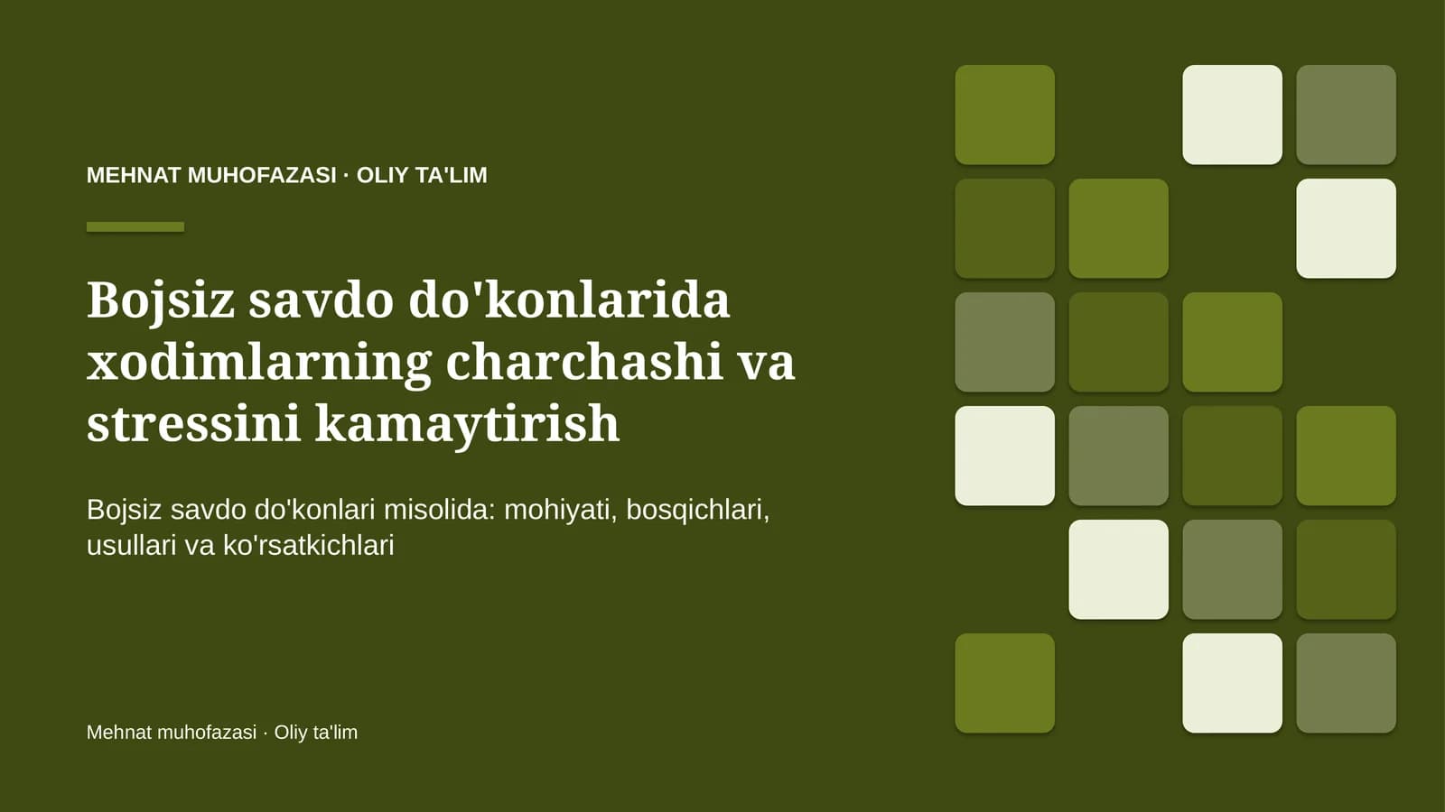 bojsiz savdo do'konlarida xodimlarning charchashi va stressini kamaytirish 3551