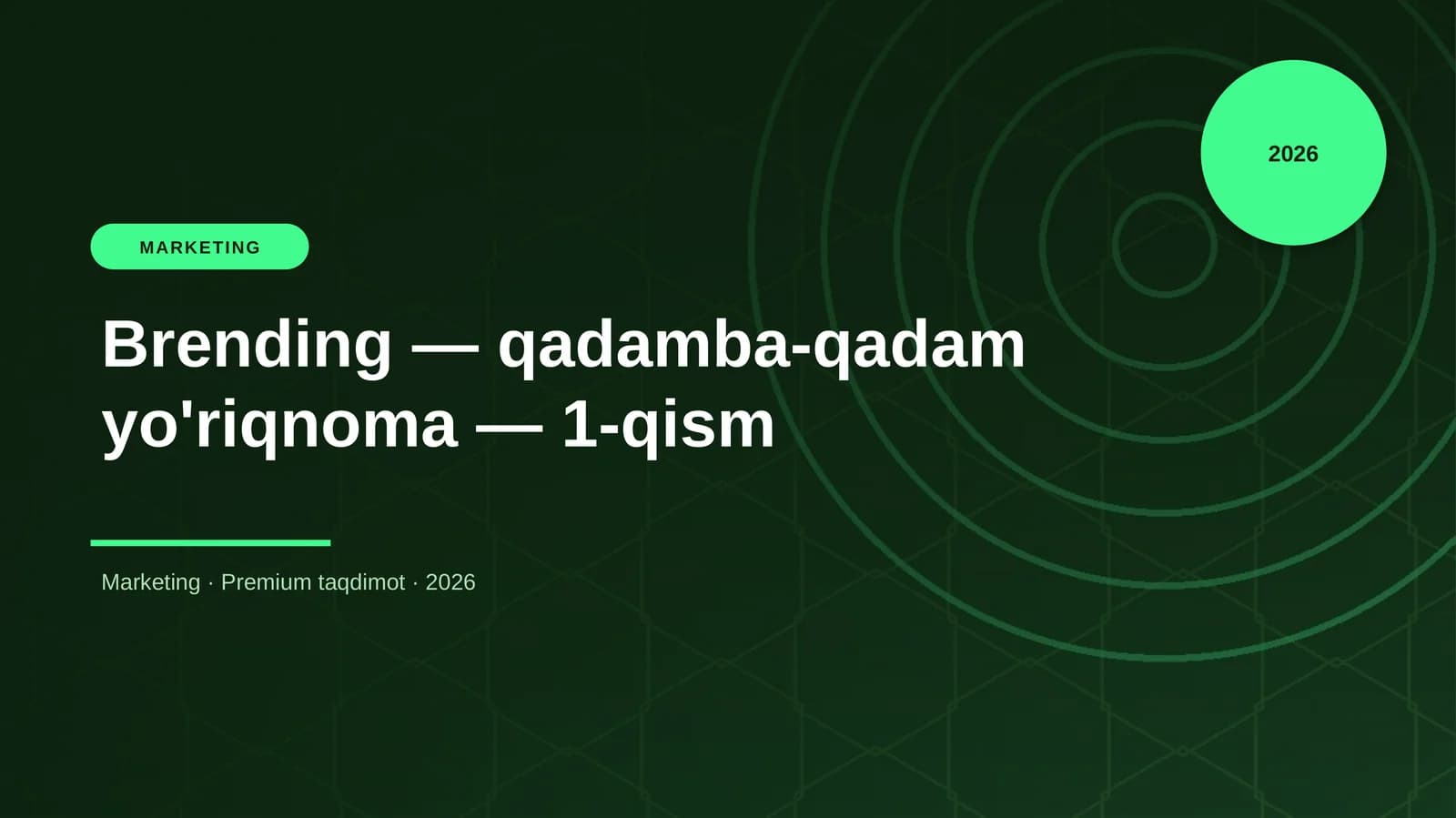 Brending — qadamba-qadam yo'riqnoma — 1-qism