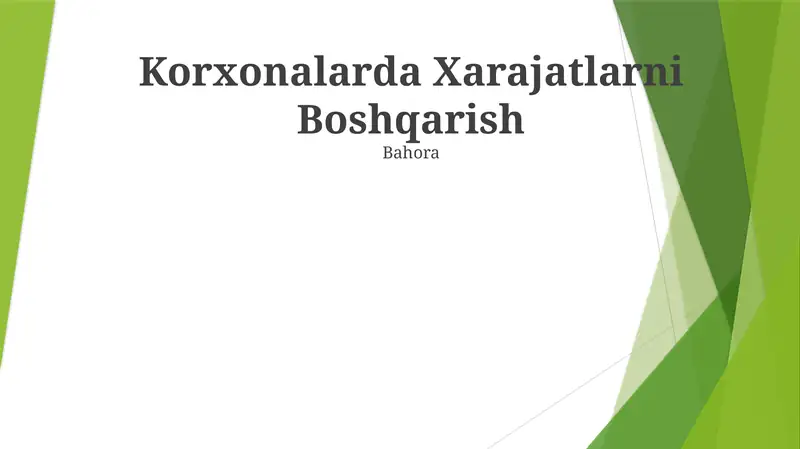 Xarajatlarni Boshqarish