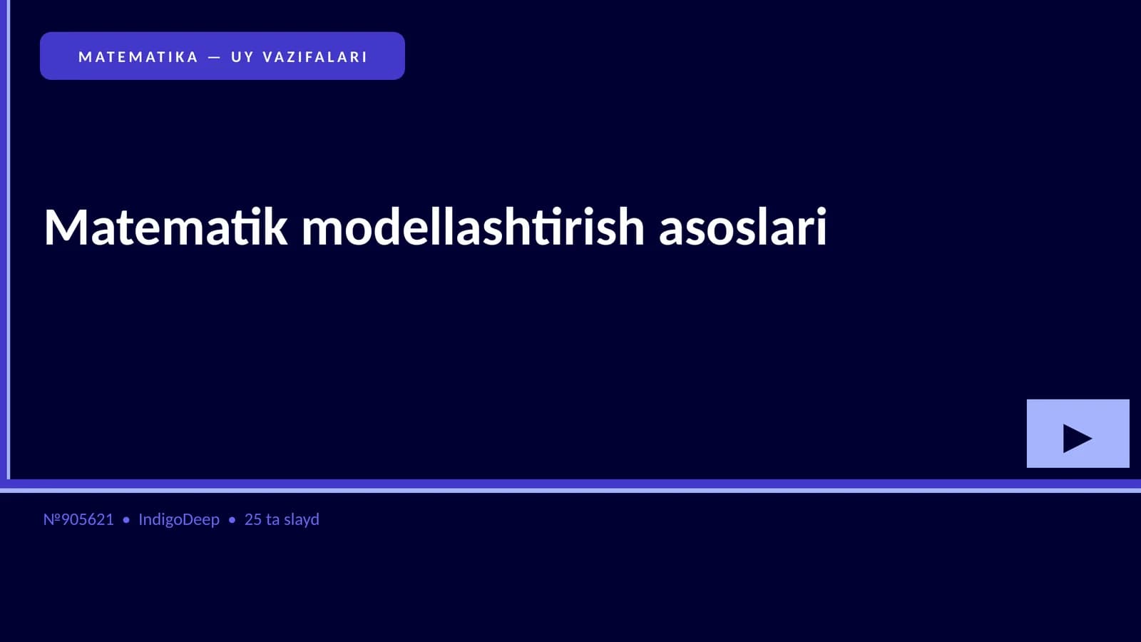 MATEMATIKA — UY VAZIFALARI