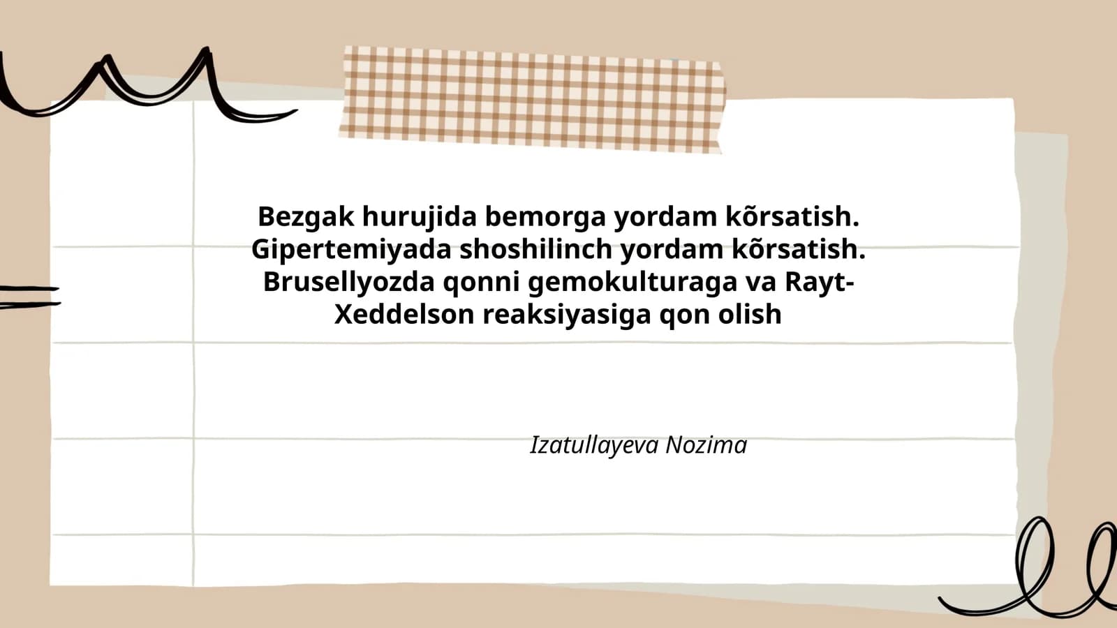 Bezgak hurujida bemorga yordam kõrsatish