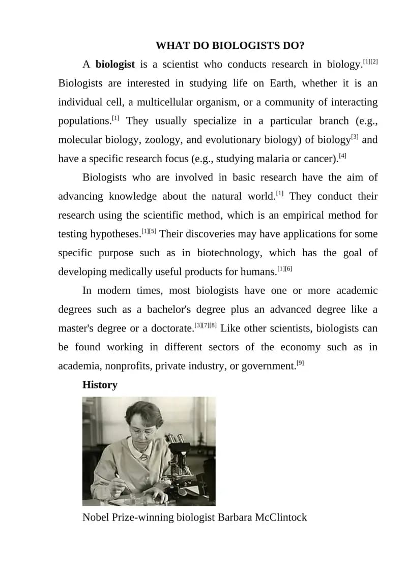 WHAT DO BIOLOGISTS DO?