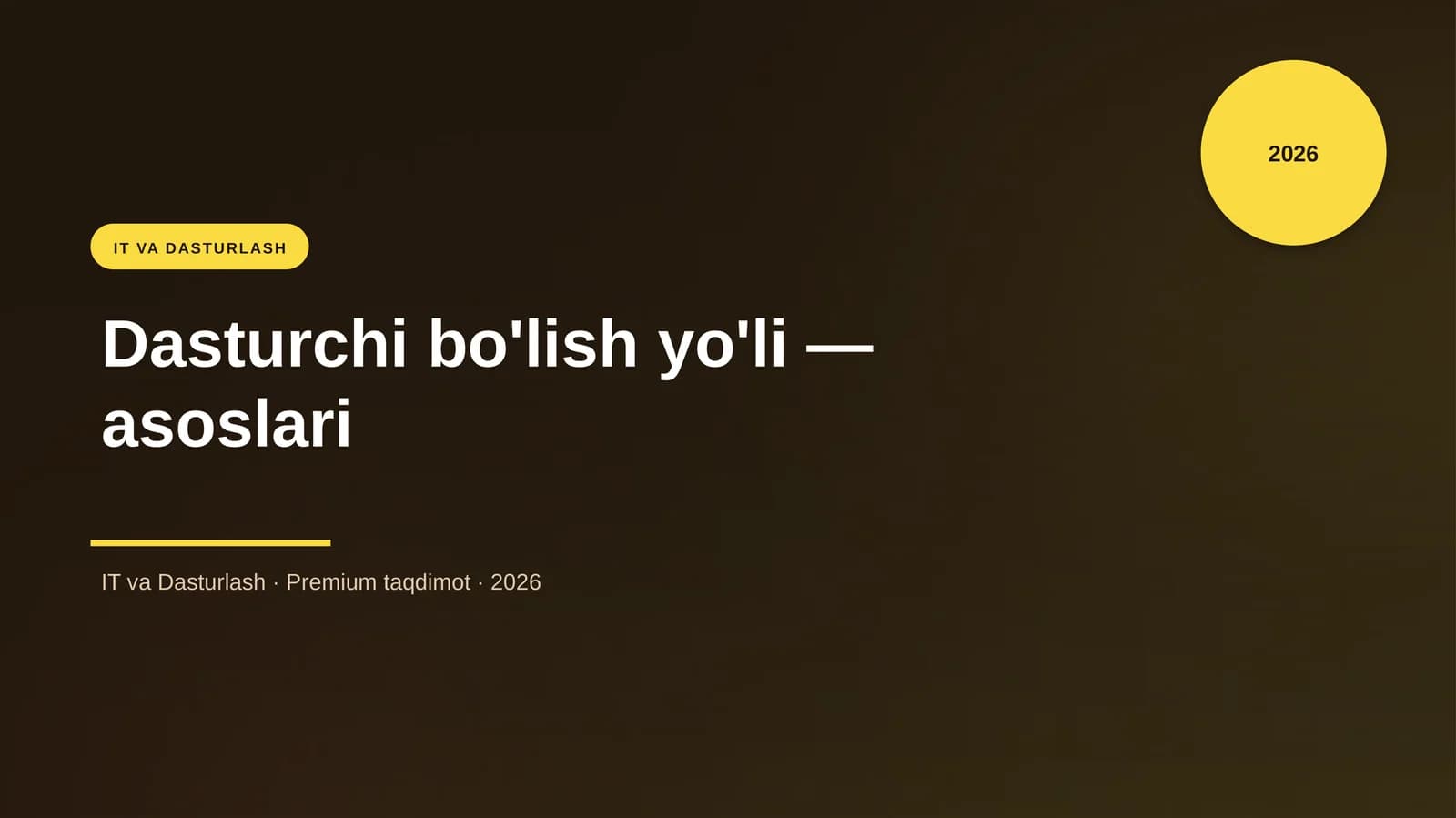 Dasturchi bo'lish yo'li — asoslari