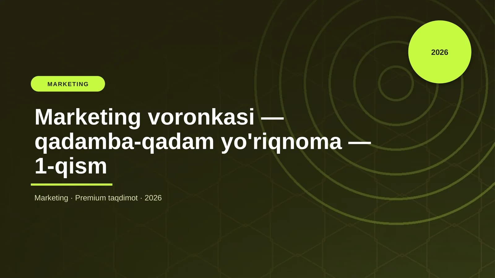 Marketing voronkasi — qadamba-qadam yo'riqnoma — 1-qism