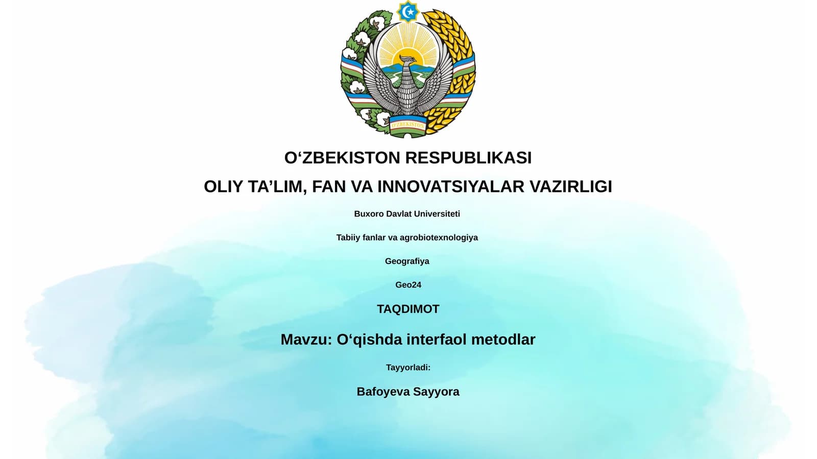 Geografiya interfaol metodlarni