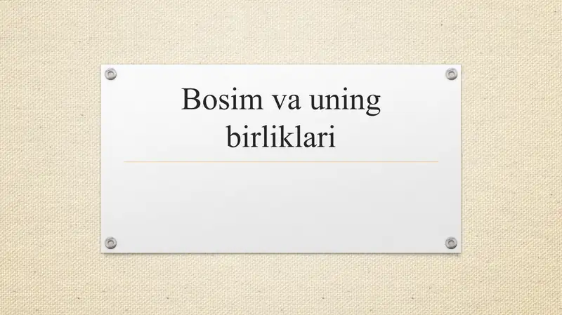 Bosim va uning birliklari