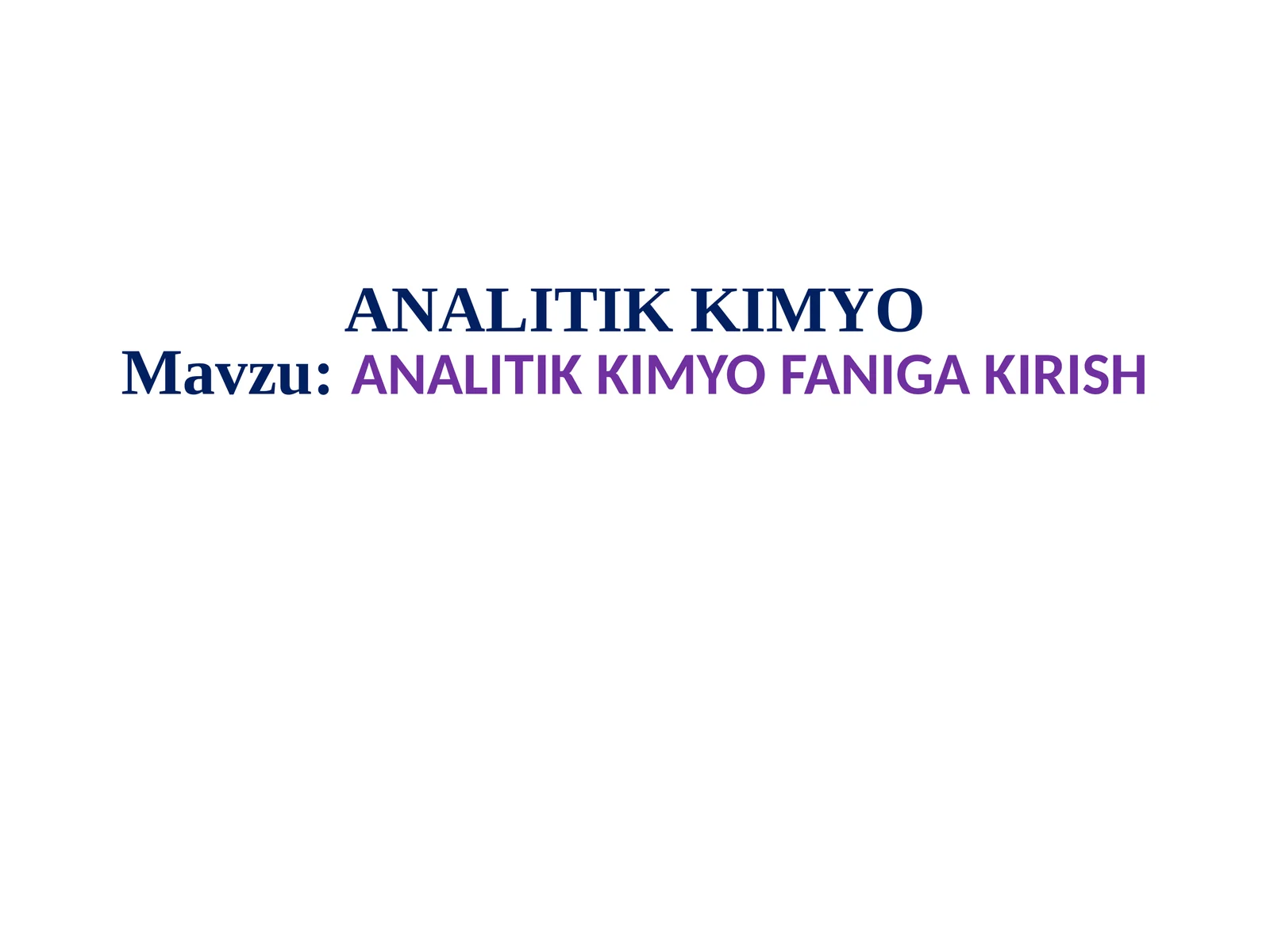 ANALITIK KIMYO