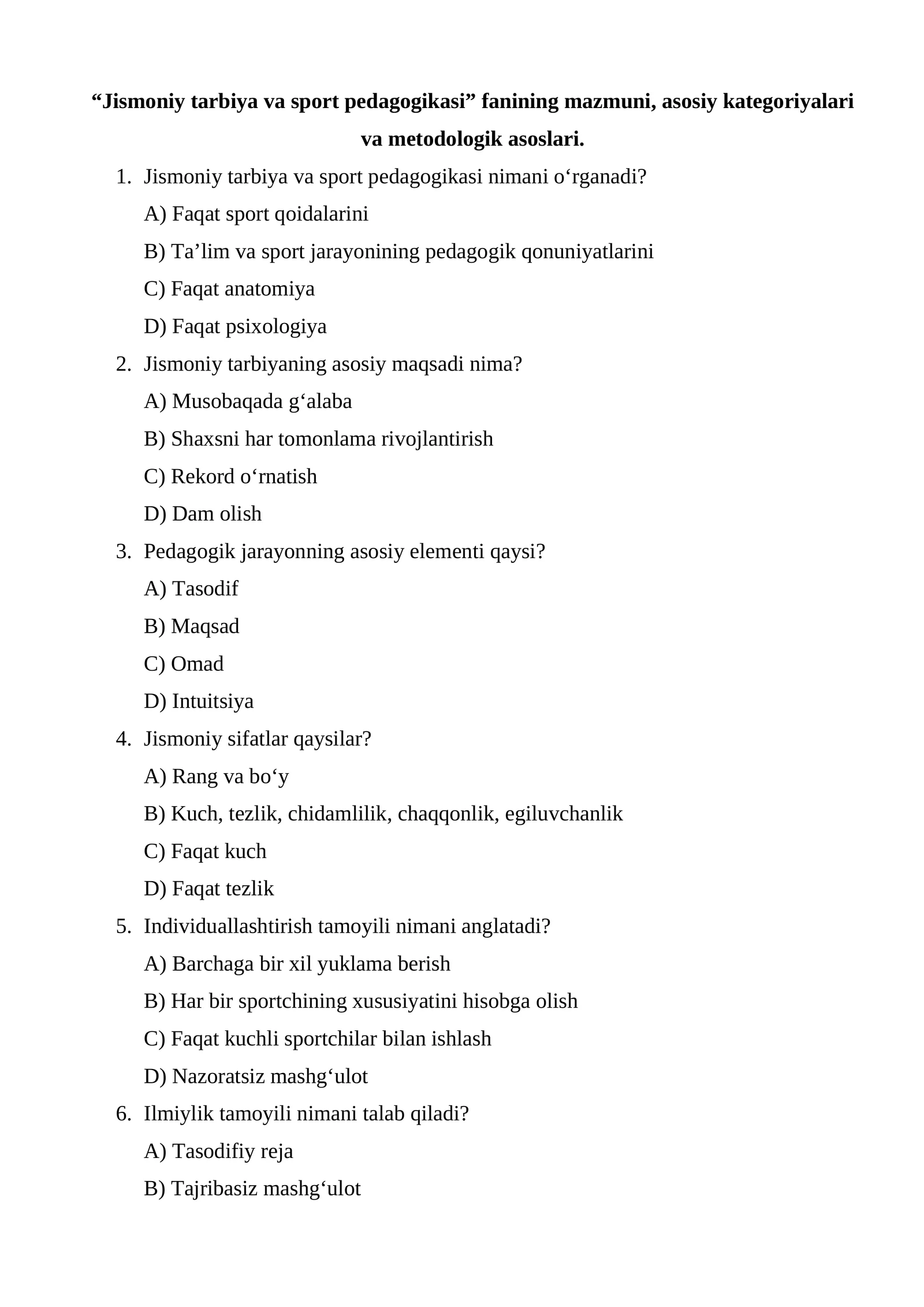 Jismoniy tarbiya va sport pedagogikasi