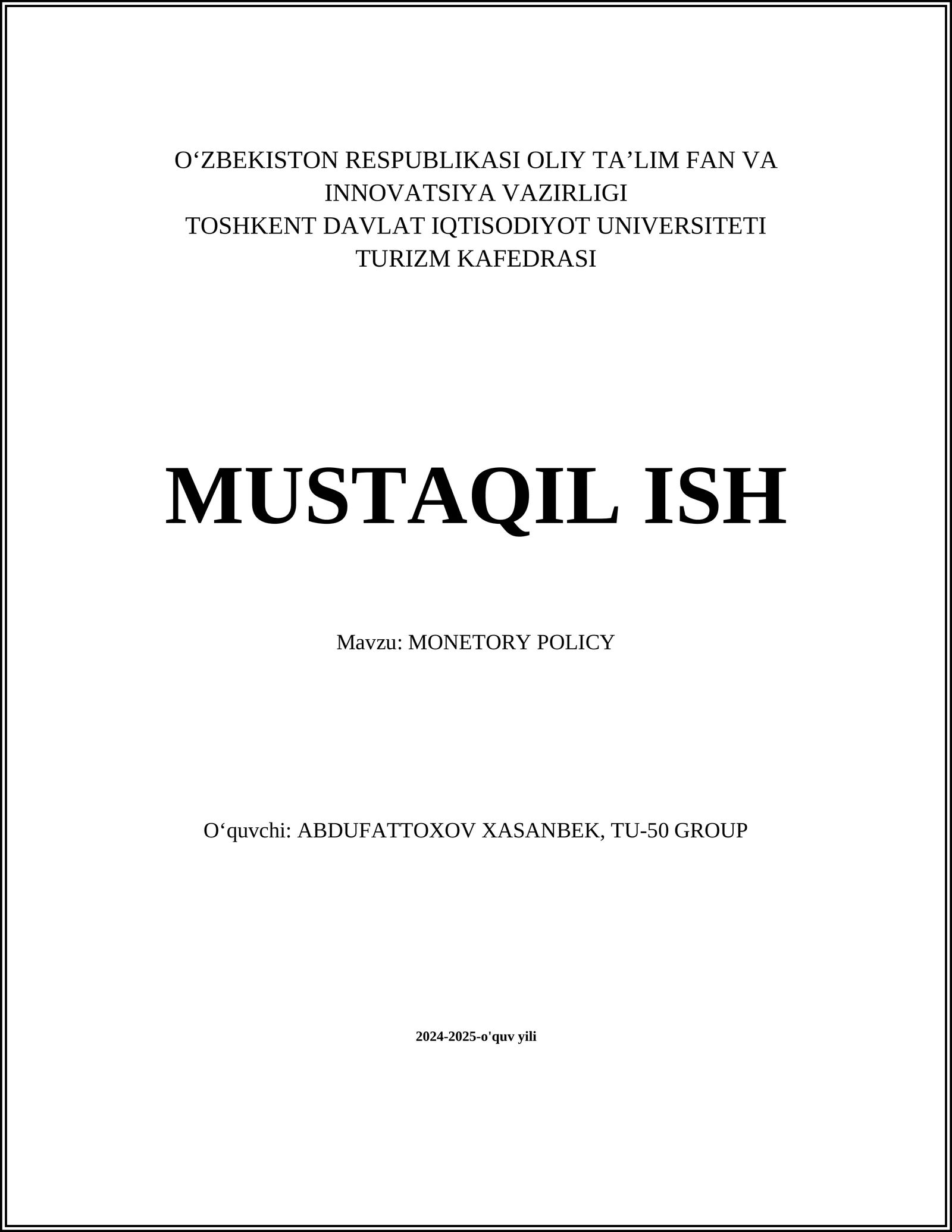 MONETORY POLICY