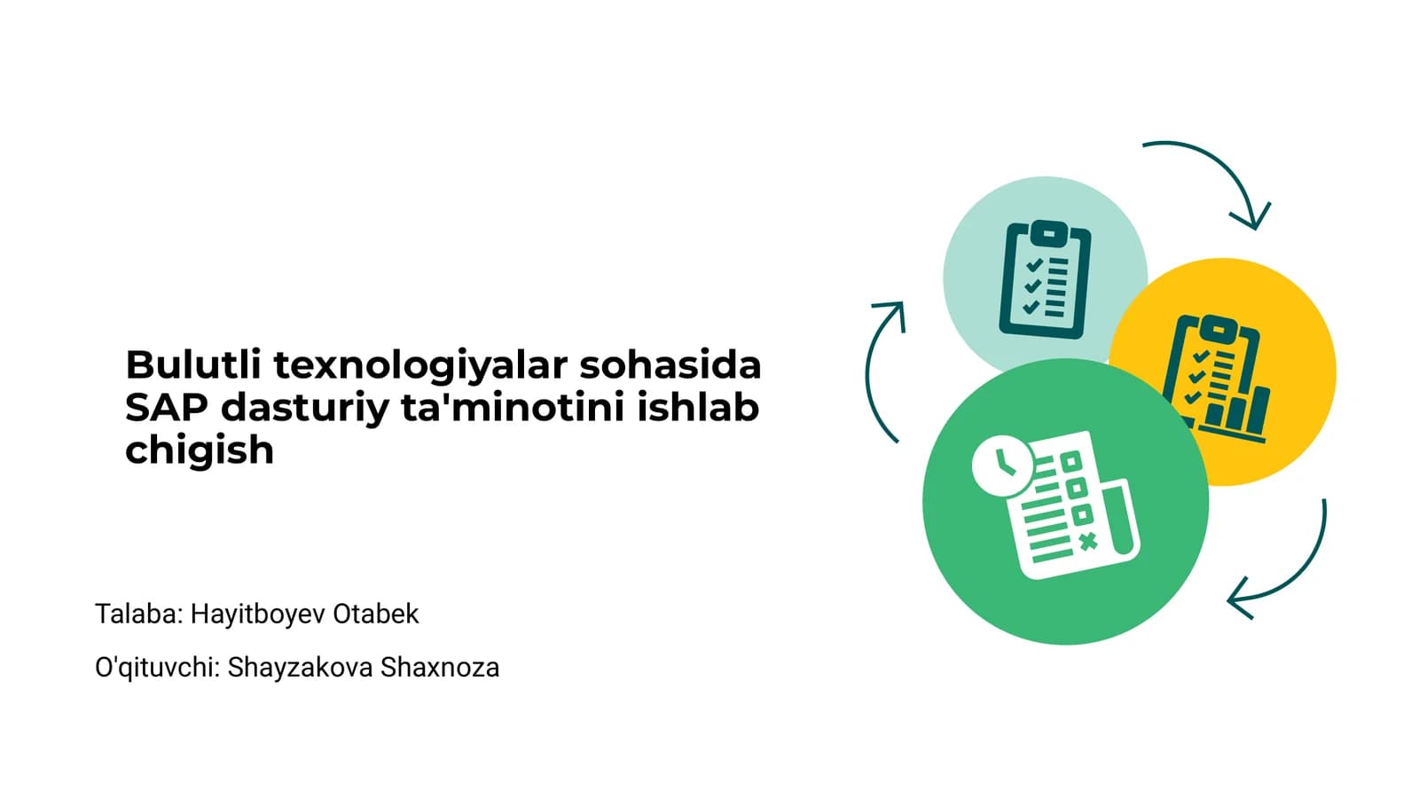 Bulutli texnologiyalar sohasida SAP dasturiy ta'minotini ishlab chigish