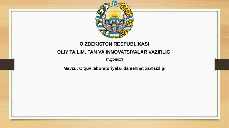 O’quvlaboratoriyalaridamehnatxavfsizligi