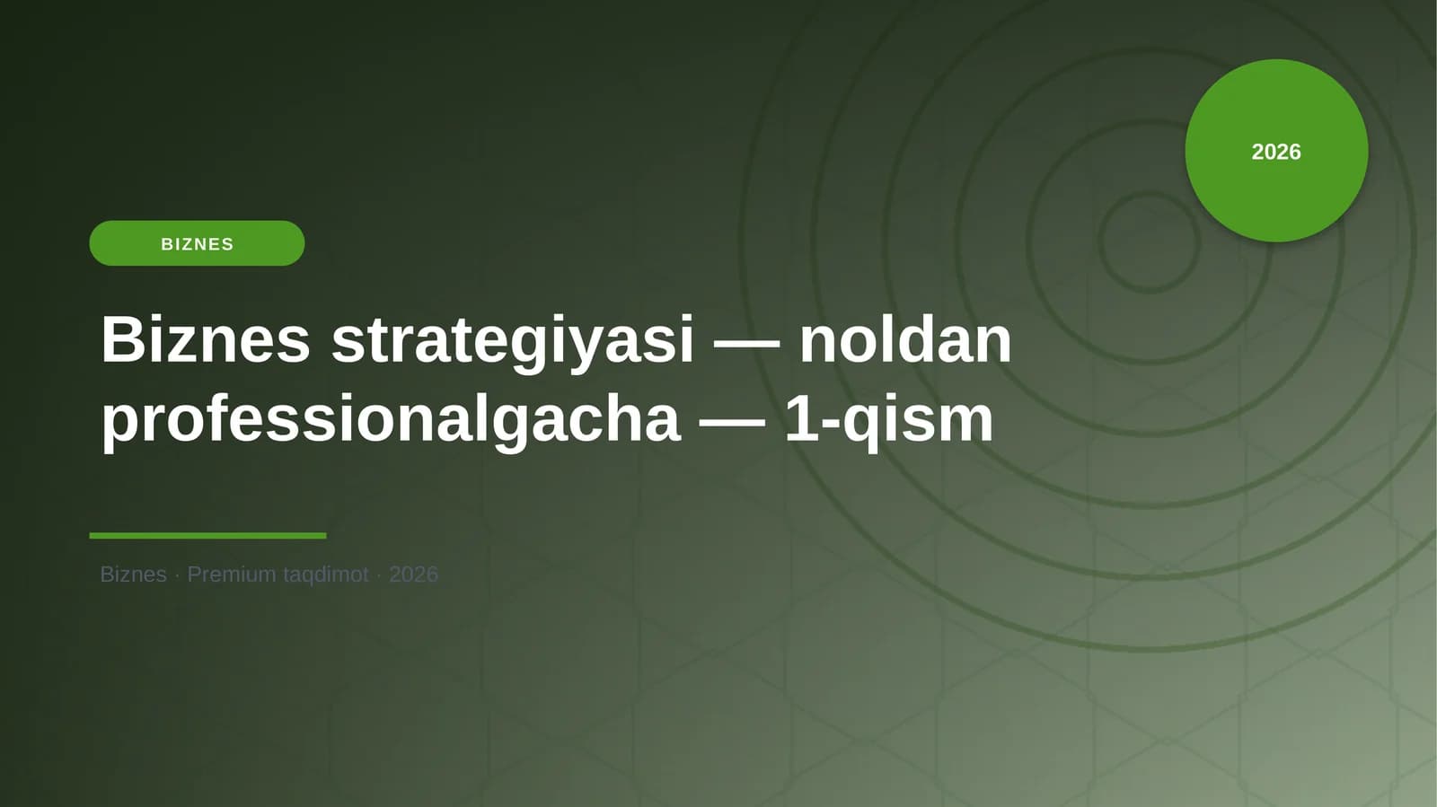 Biznes strategiyasi — noldan professionalgacha — 1-qism