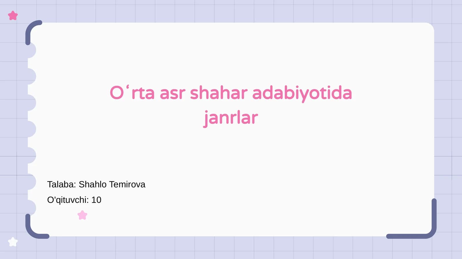 Oʻrta asr shahar adabiyotida janrlar