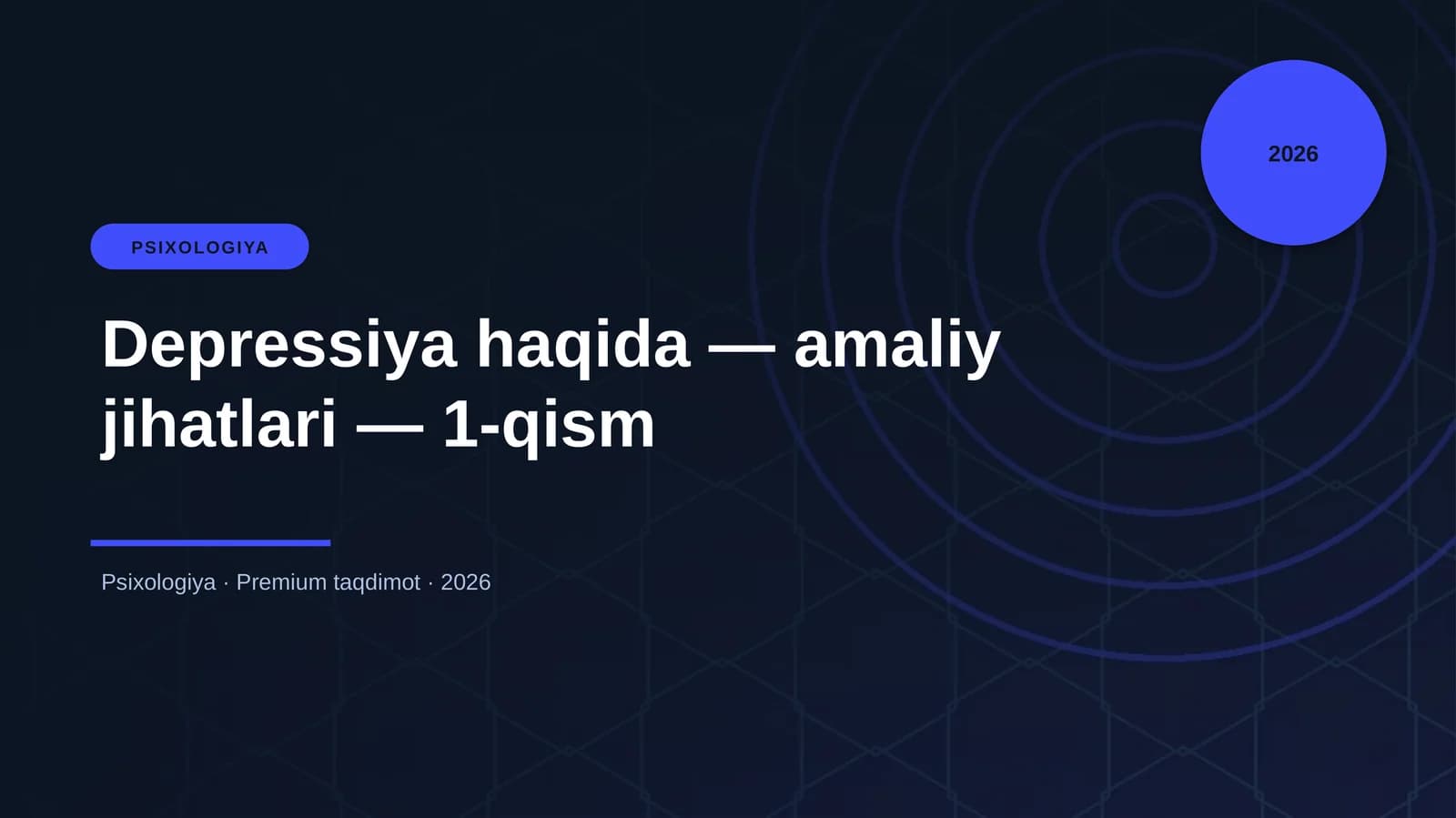 Depressiya haqida — amaliy jihatlari — 1-qism
