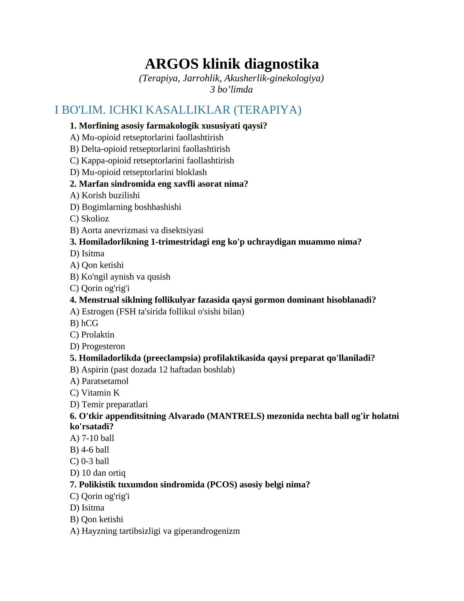 ARGOS klinik diagnostika