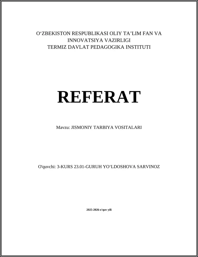 Jismoniy Tarbiya Vositalari