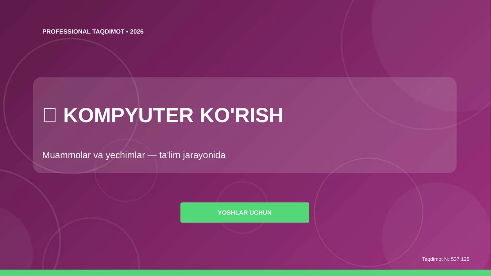 Kompyuter ko'rish: muammolar va yechimlar (ta'lim jarayonida) [yoshlar uchun]