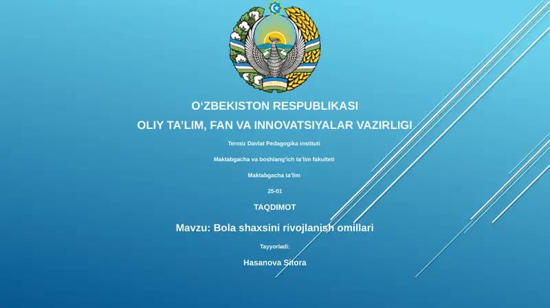 Bola shaxsini rivojlanish omillari