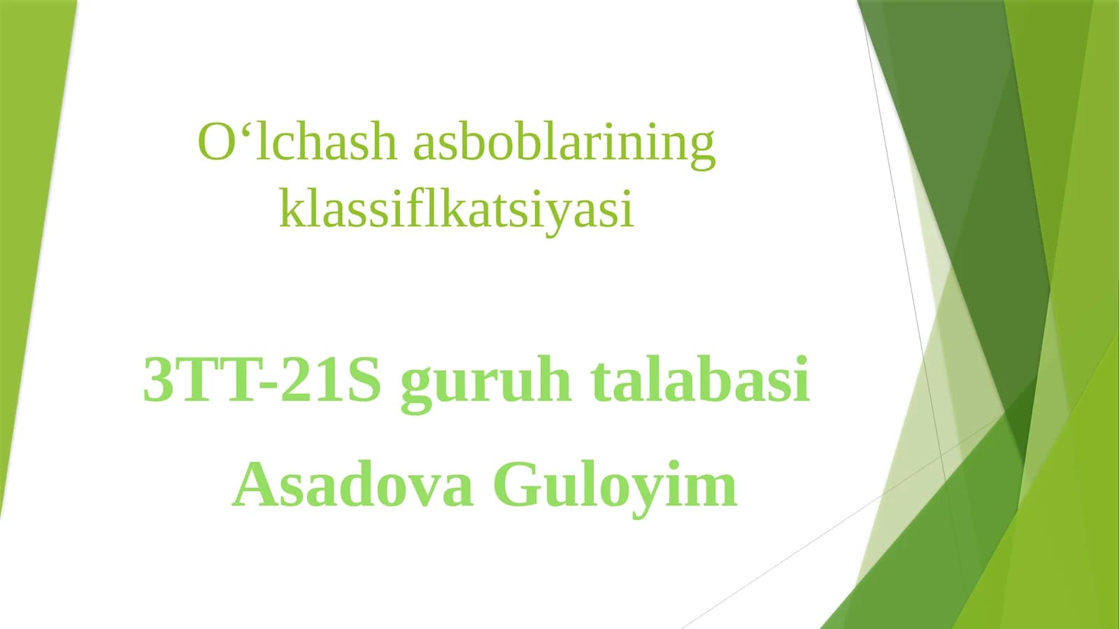 O‘lchashasboblarining klassiflkatsiyasi