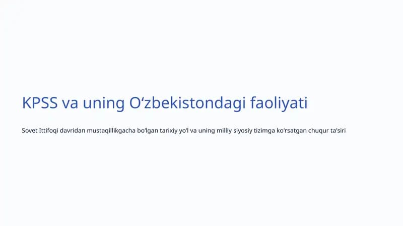 KPSS va uning Oʻzbekistondagi faoliyati
