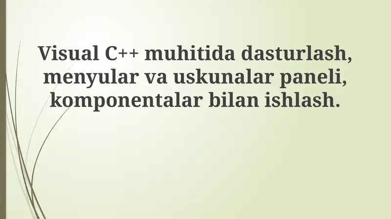 Visual C++ muhitida dasturlash