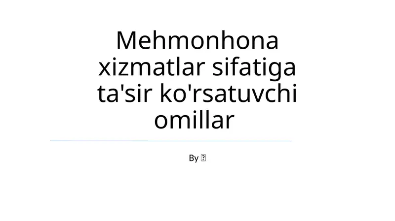 Xizmat sifatini o'lchash va yaxshilash