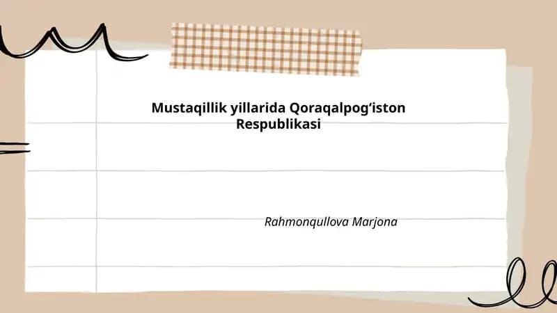 Qoraqalpog'iston Respublikasining Mustaqillik Yillari